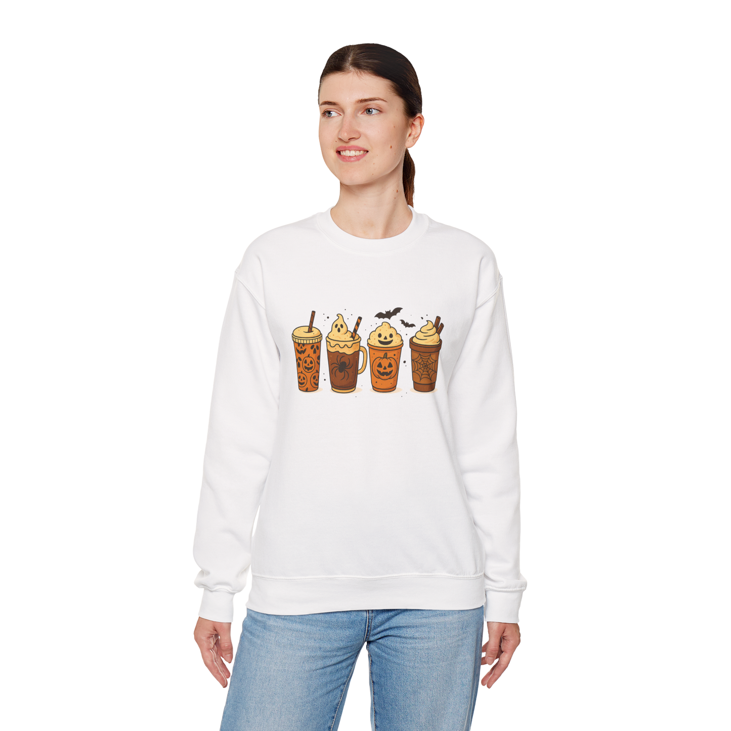 Unisex Heavy Blend™ Spooky Season Coffee Sweatshirt – Pumpkin Latte Halloween Vibes | mw1017