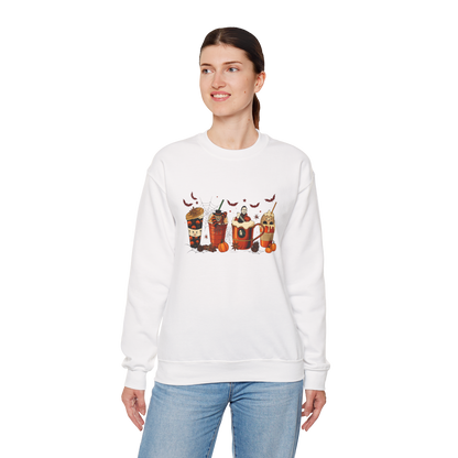 Unisex Heavy Blend™ Halloween Coffee Sweatshirt – Spooky Season Pumpkin Latte Crewneck | mw1012
