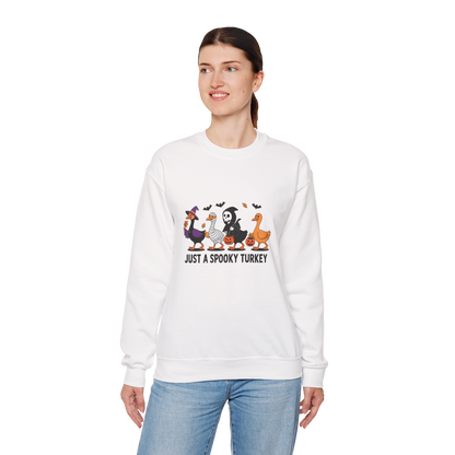 Unisex Heavy Blend™ Just a Spooky Turkey Sweatshirt – Funny Halloween Crewneck | mw1025