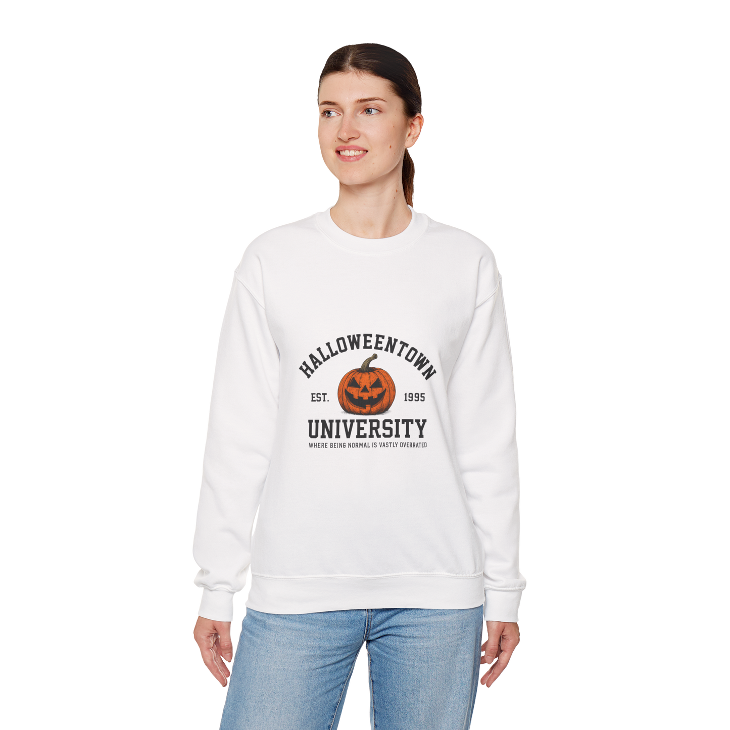 Unisex Heavy Blend™ Halloweentown University Sweatshirt – Spooky Pumpkin Collegiate Style | mw1009